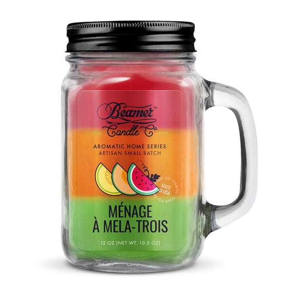 Beamer Candle Co. Aromatic Home Series - USA Made Candle - 12 oz Ménage À Mela-Trois