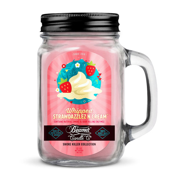 Beamer Candle Co Smoke Killer Collection - USA Made Candle - 12 oz Whipped Strawdazzlez N Cream