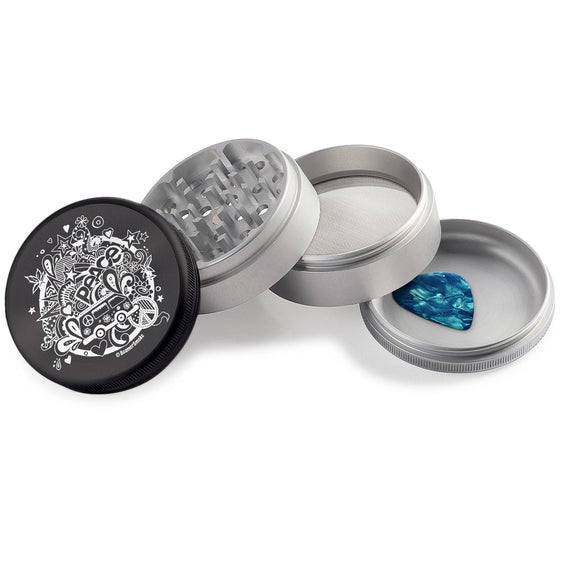 Beamer Aircraft Grade Aluminum 63MM Grinder - 70's Lovin - Black & Silver
