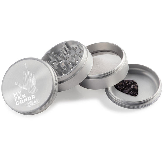 Beamer Aircraft Grade Aluminum 63MM Grinder - Middle Finger - Silver