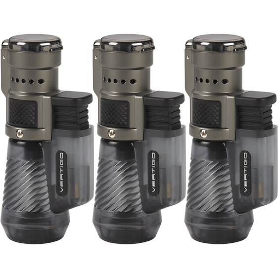 Vertigo Cyclone Triple Torch Lighter - Charcoal - 3 Pack