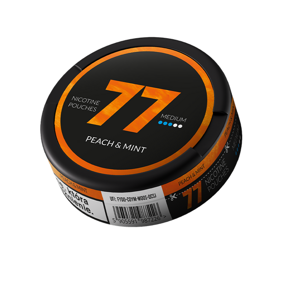 77 Peach Mint Nicotine Pouches – 10mg (5 Pack)