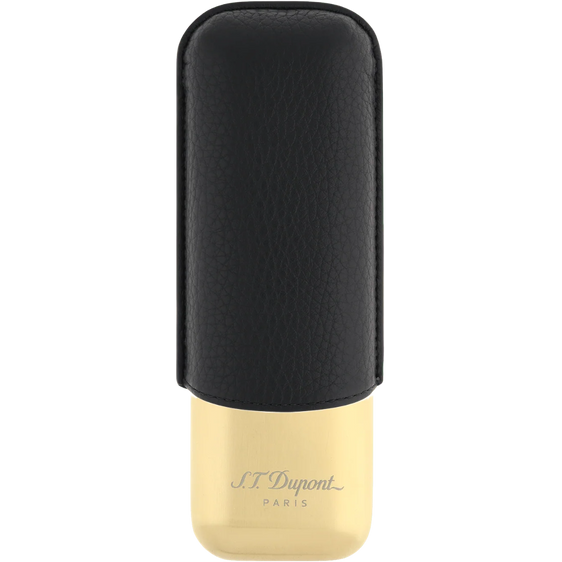 S.T. Dupont Double Cigar Case – Black & Gold