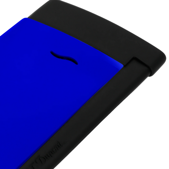 S.T. Dupont Lighter Slim 7 - Matte Black & Neon Blue