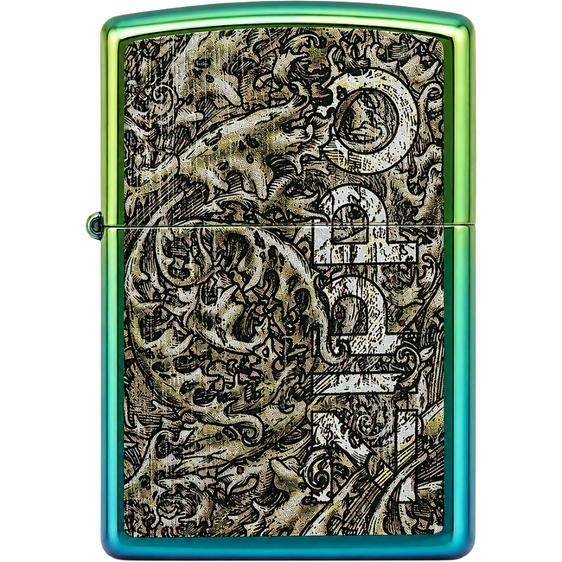 Zippo Lighter - High Polish Teal Zippo Logo Design