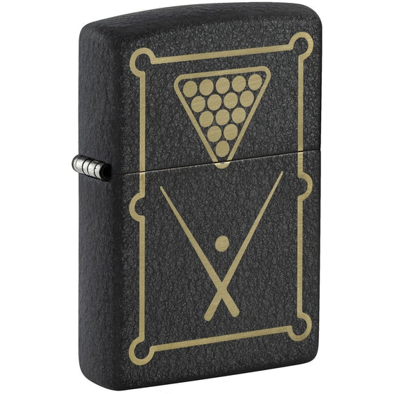 Zippo Lighter - Billiards Table Design Black Crackle