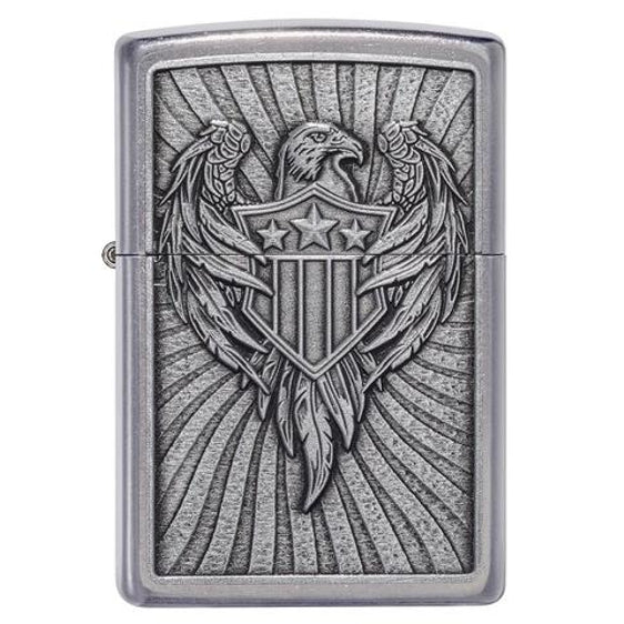 Zippo Lighter - Eagle Shield Emblem Street Chrome Design