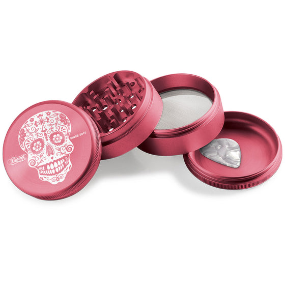 
Beamer Aircraft Grade Aluminum 63MM Grinder - Sugar Skull - Pink