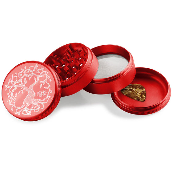
Beamer Aircraft Grade Aluminum 63MM Grinder - Tree of Life - Red