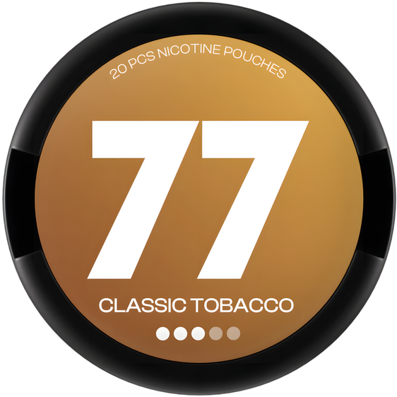 
77 Classic Tobacco Nicotine Pouches – 10mg (5 Pack)