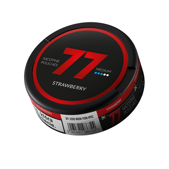 
77 Strawberry Nicotine Pouches – 10mg (5 Pack)