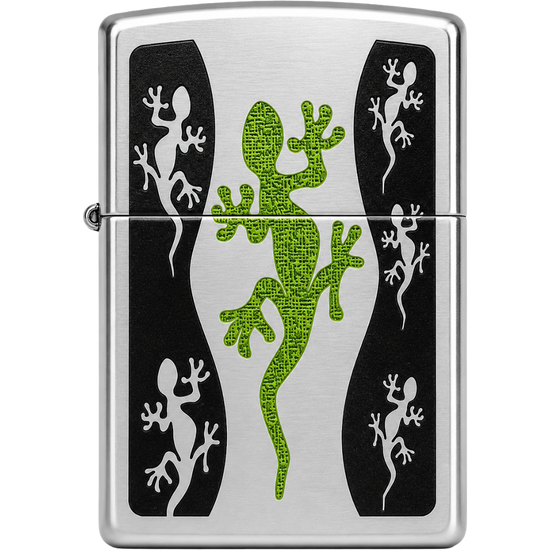 Zippo Lighter - Green Lizard Gecko