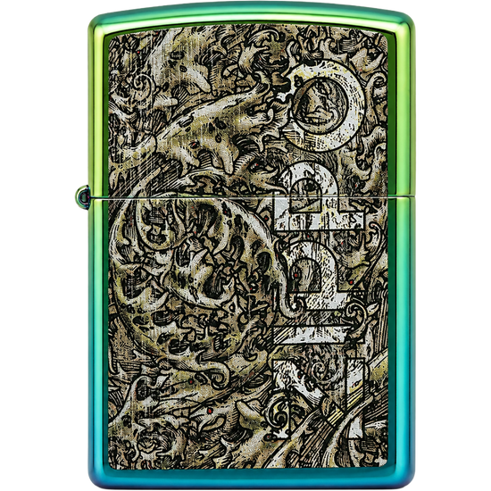 Zippo Lighter - High Polish Teal Zippo Logo Design