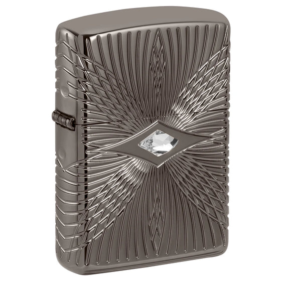 
Zippo Lighter - Symmetrical Multicut with Crystal