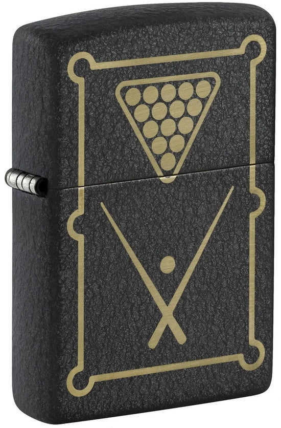Zippo Lighter - Billiards Table Design Black Crackle