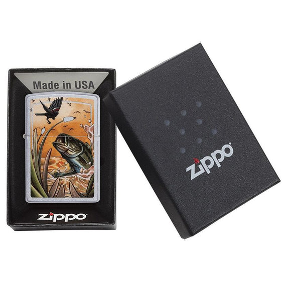 
Zippo Lighter - Bass Bird on a Street Chrome Finish