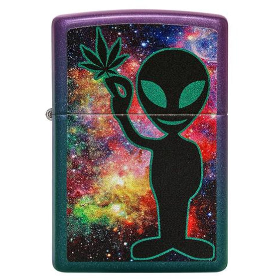 
Zippo Lighter - Alien w/ Good Vibes Iridescent Finish