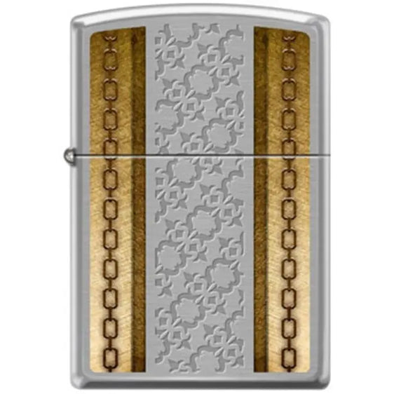 
Zippo Lighter - Chains With Deep Etching Brushed Chrome