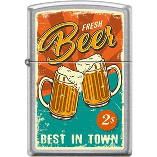 Zippo Lighter - Fresh Beer Street Chrome