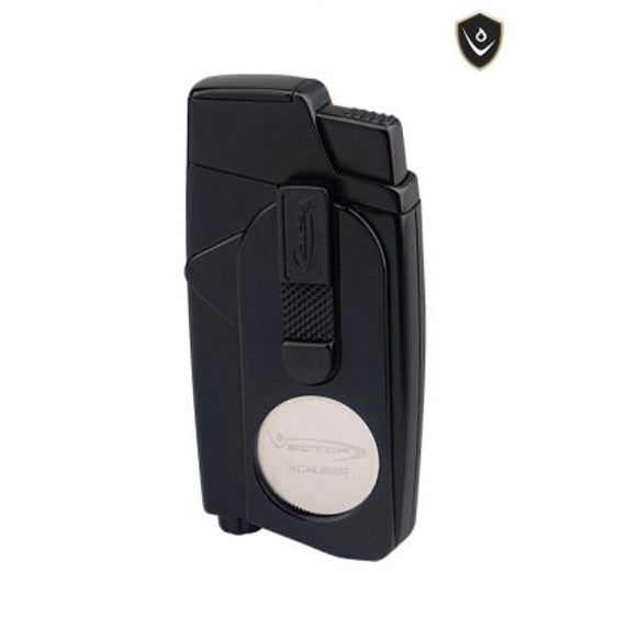 
Vector Xcaliber Double Flame Lighter with Cutter - Black Matte
