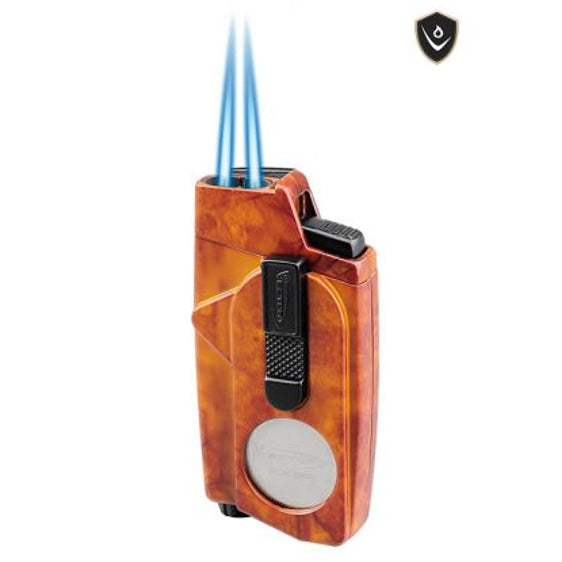 
Vector Xcaliber Double Flame Lighter with Cutter - Mahogany Marble Lacquer