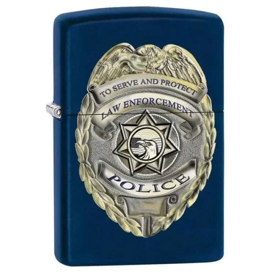 Zippo Lighter - Police Badge Navy Blue Matte